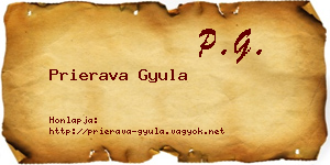 Prierava Gyula névjegykártya